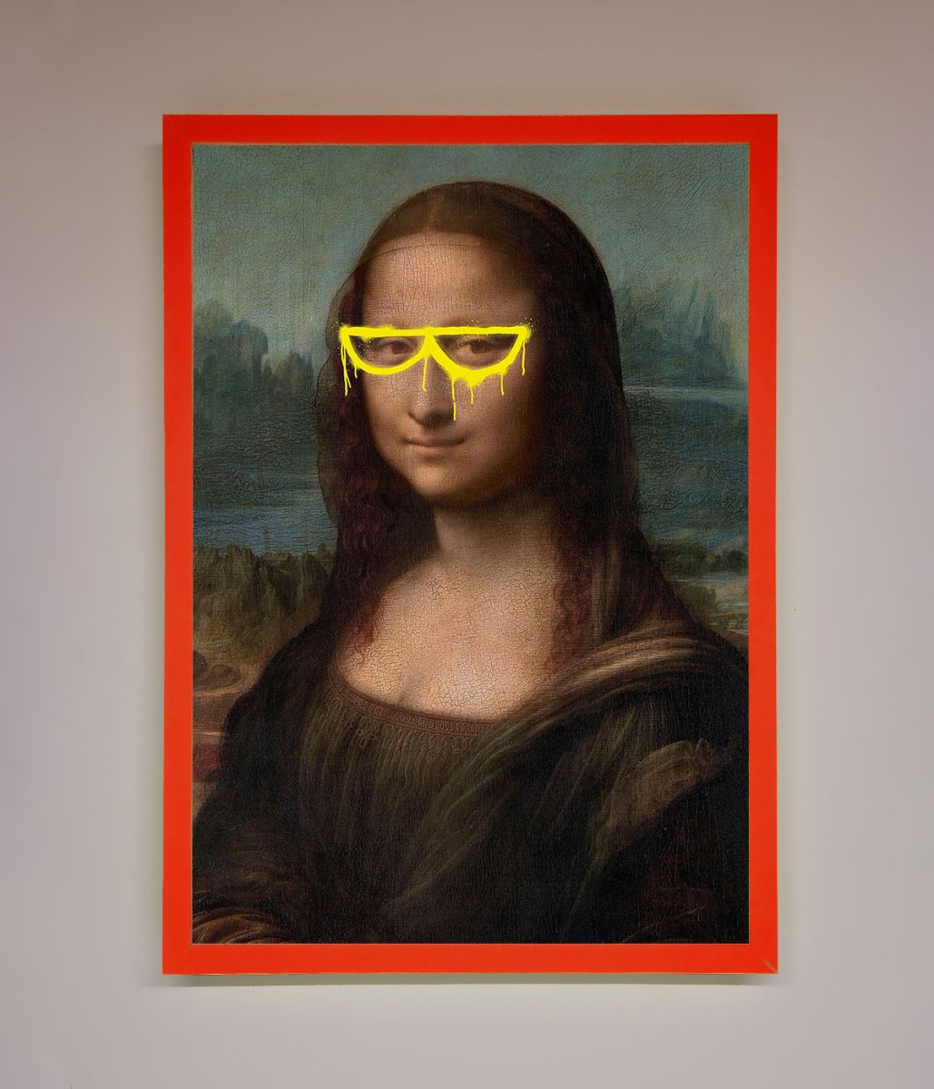 Mona Lisa Glasses Framed Print-15