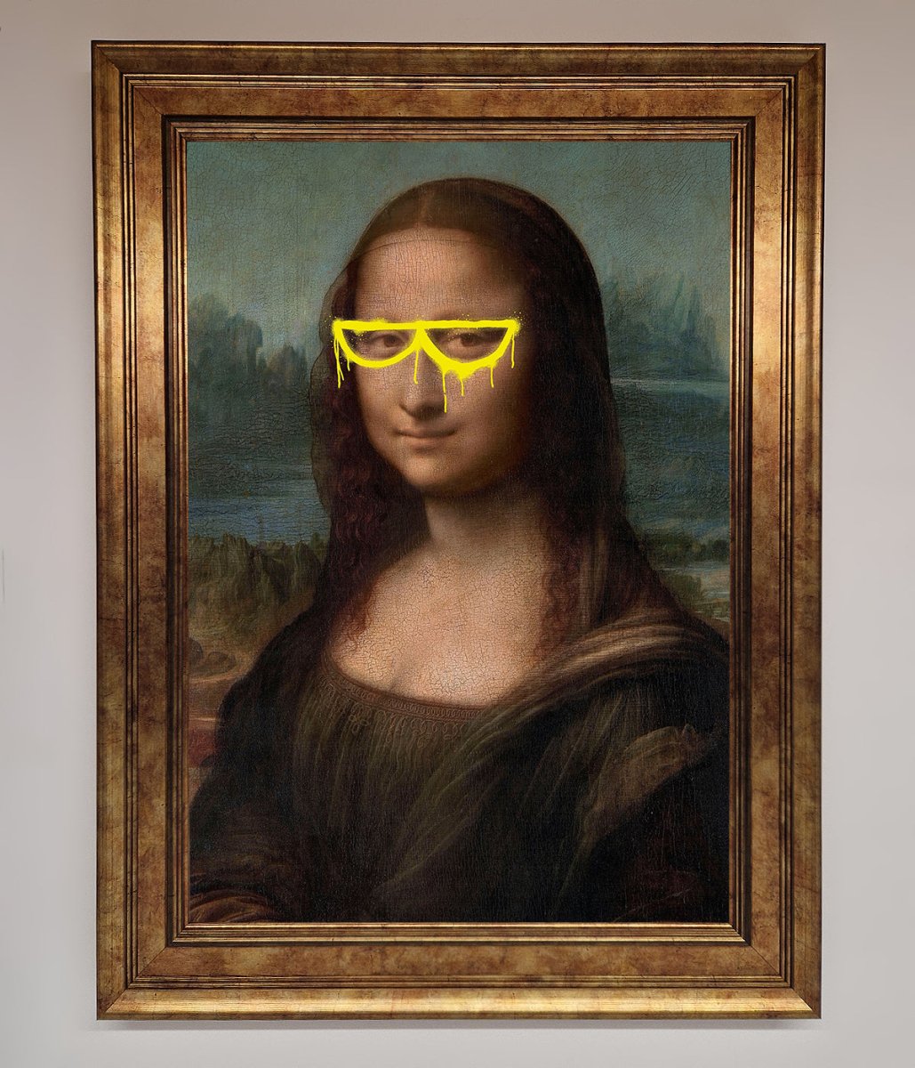 Mona Lisa Glasses Framed Print-7