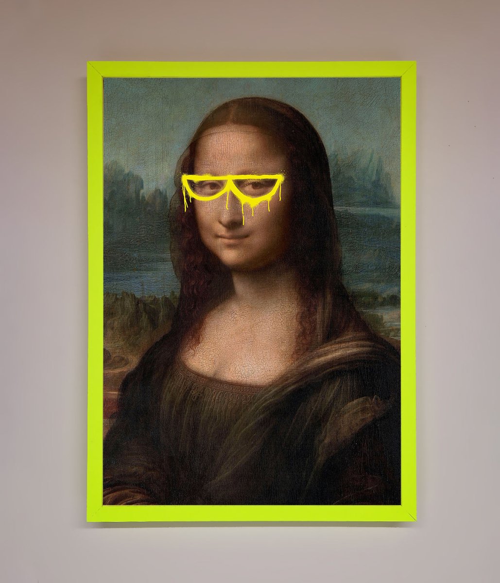 Mona Lisa Glasses Framed Print-13