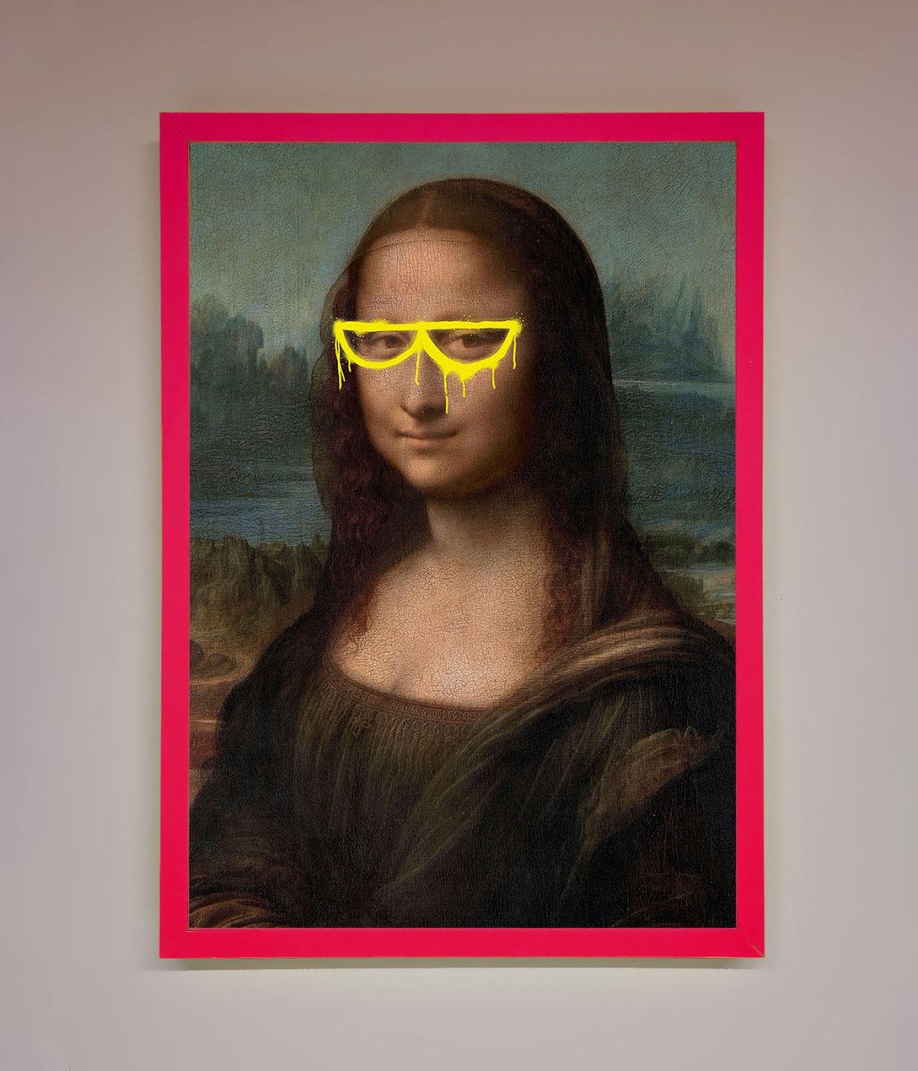 Mona Lisa Glasses Framed Print-14