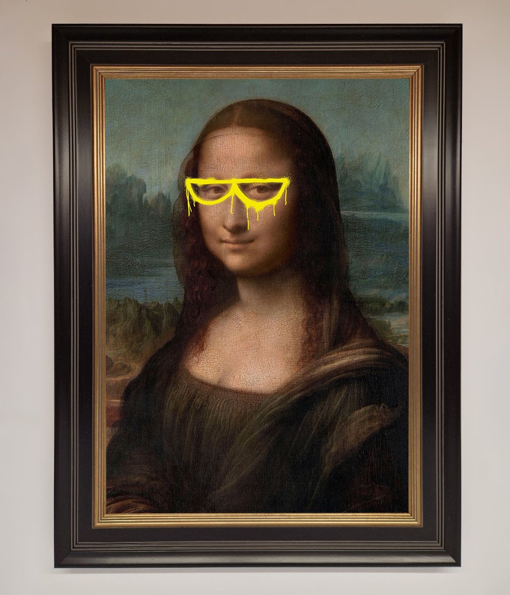 Mona Lisa Glasses Framed Print-9