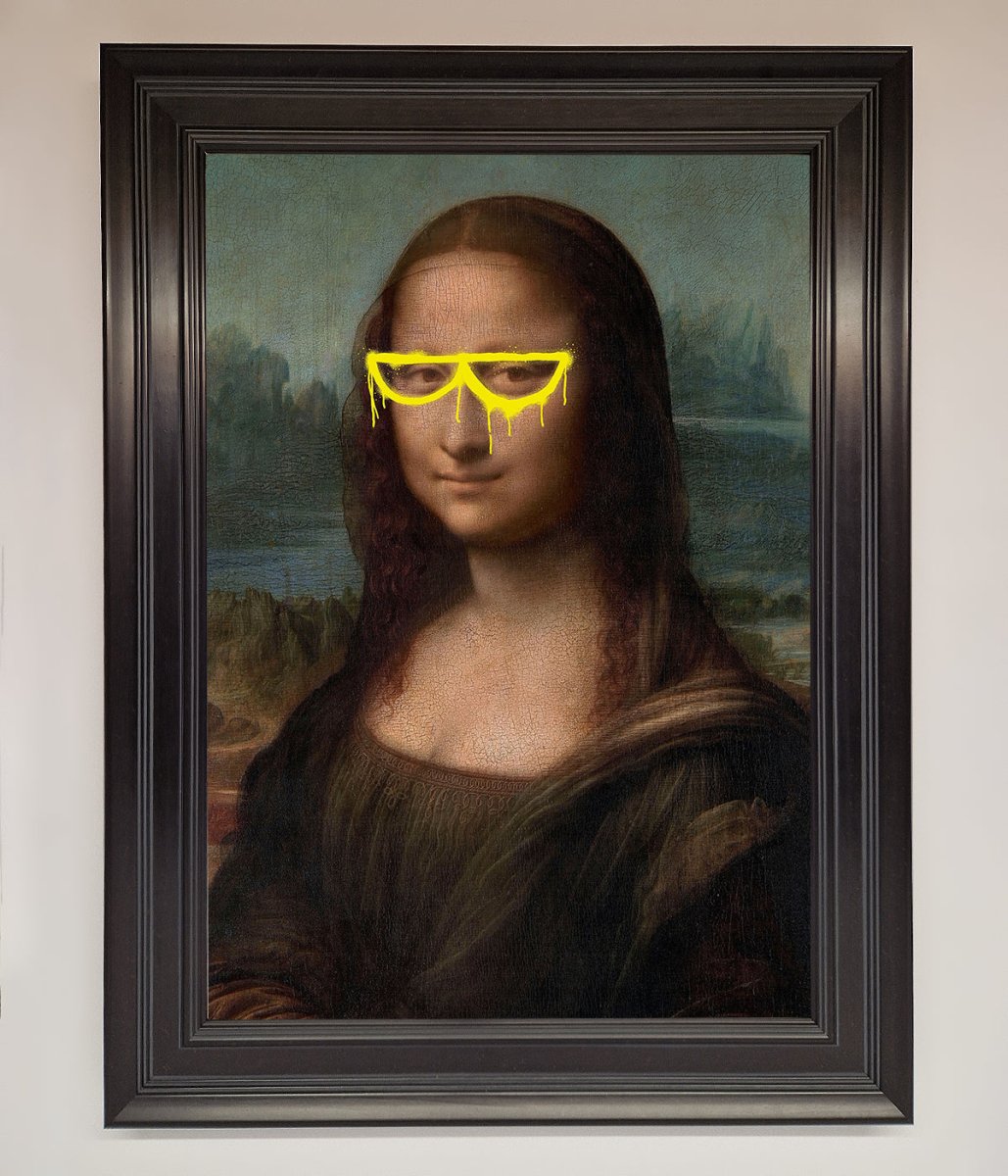 Mona Lisa Glasses Framed Print-6