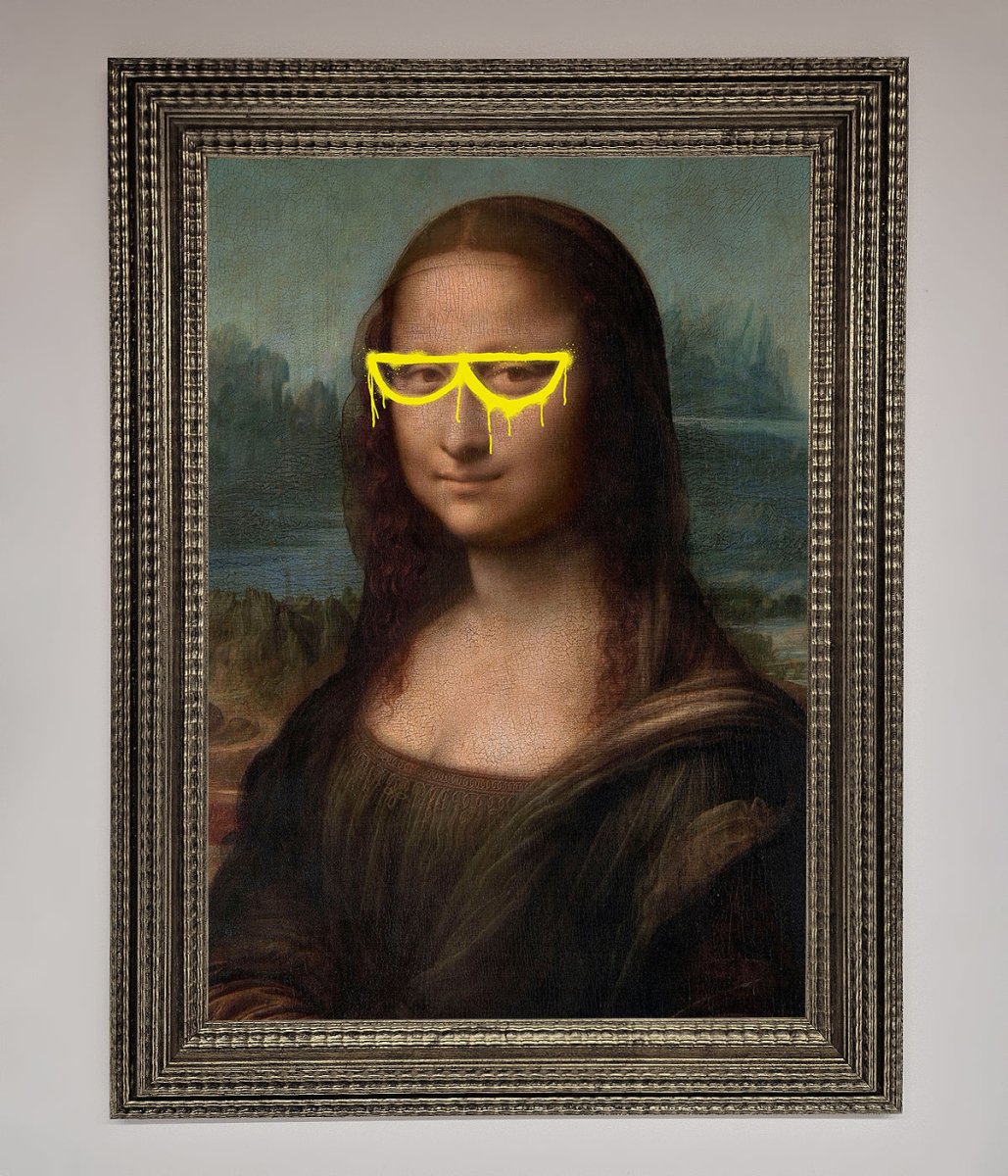 Mona Lisa Glasses Framed Print-0