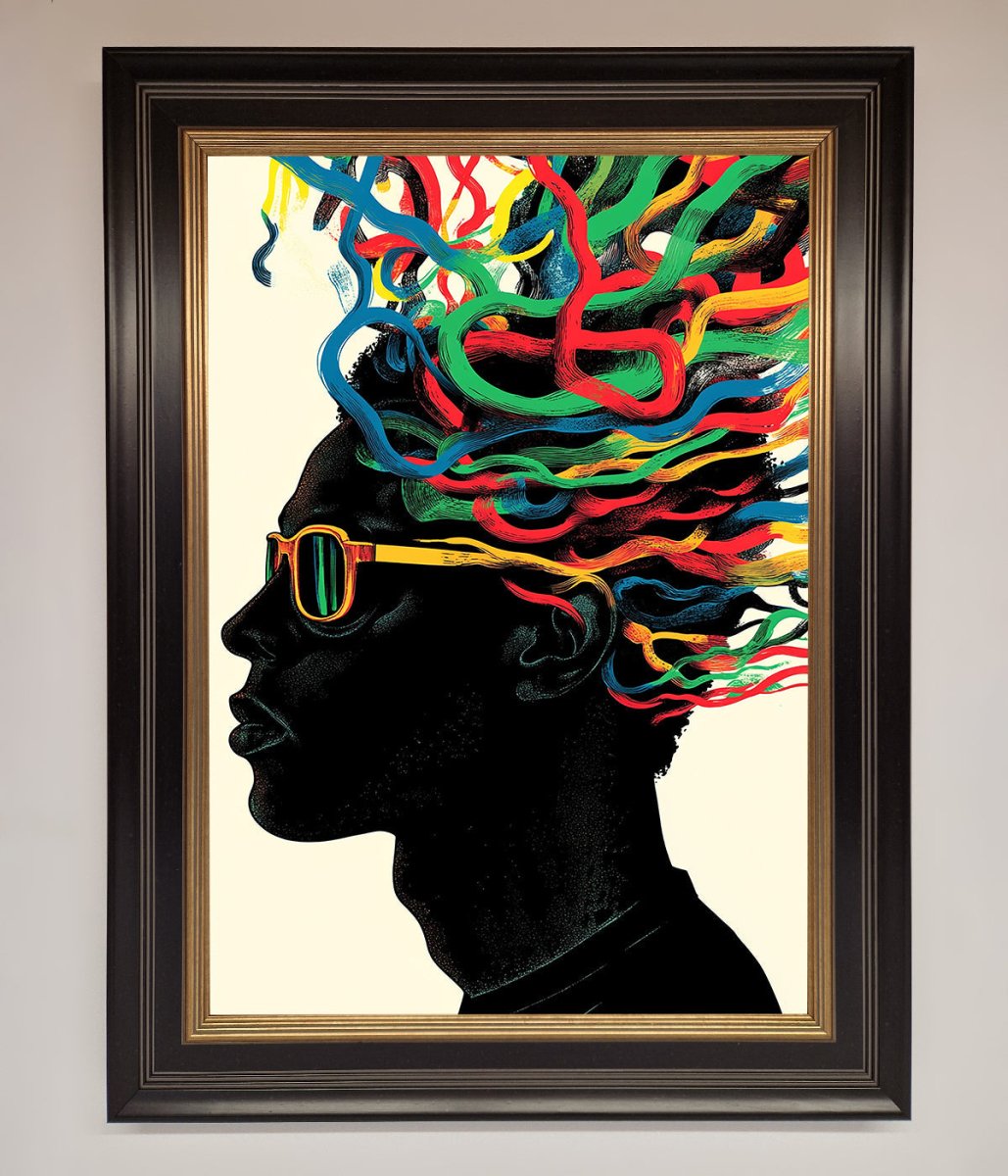 Multicolour Noodle Hair Framed Print-9
