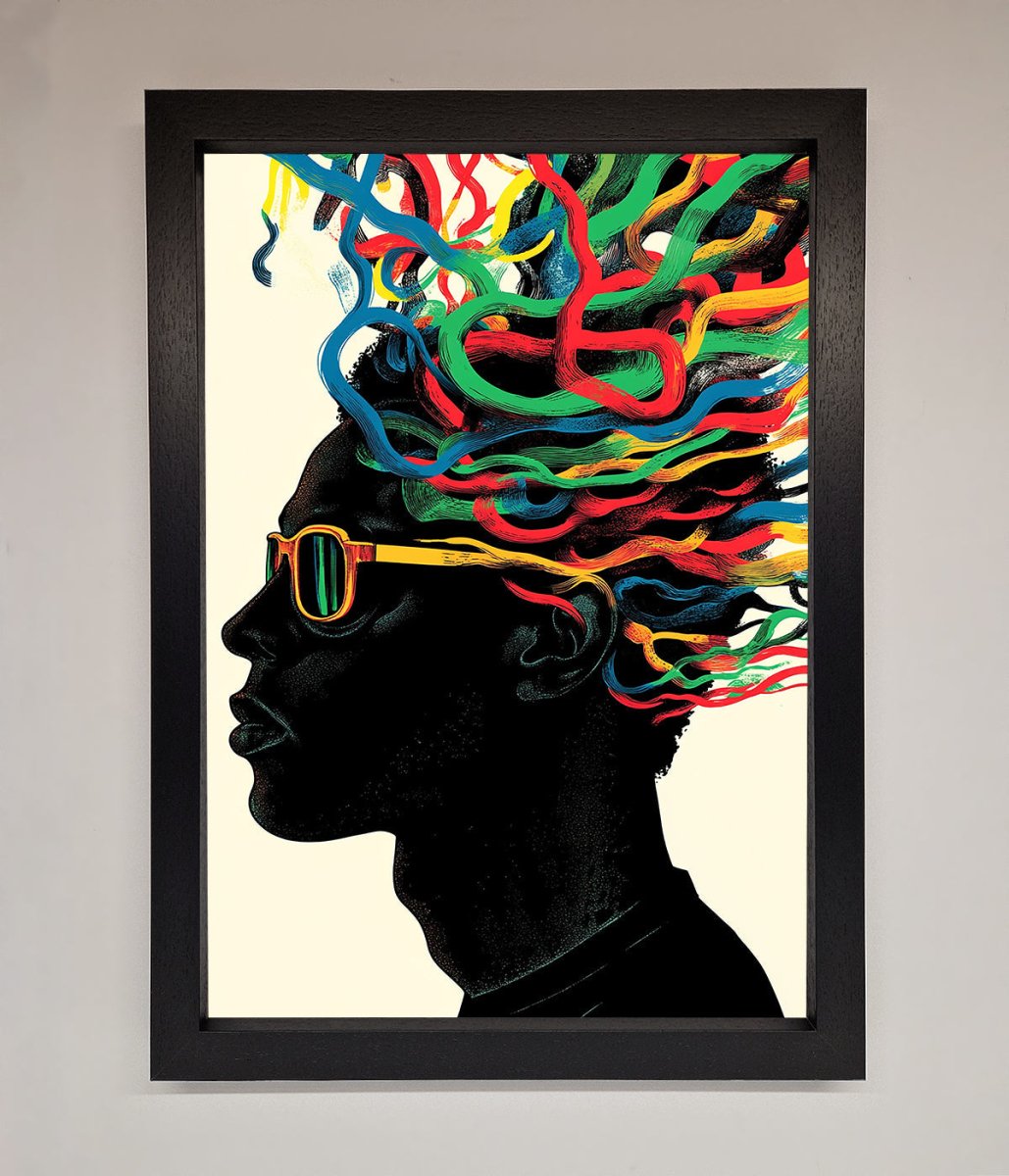 Multicolour Noodle Hair Framed Print-1