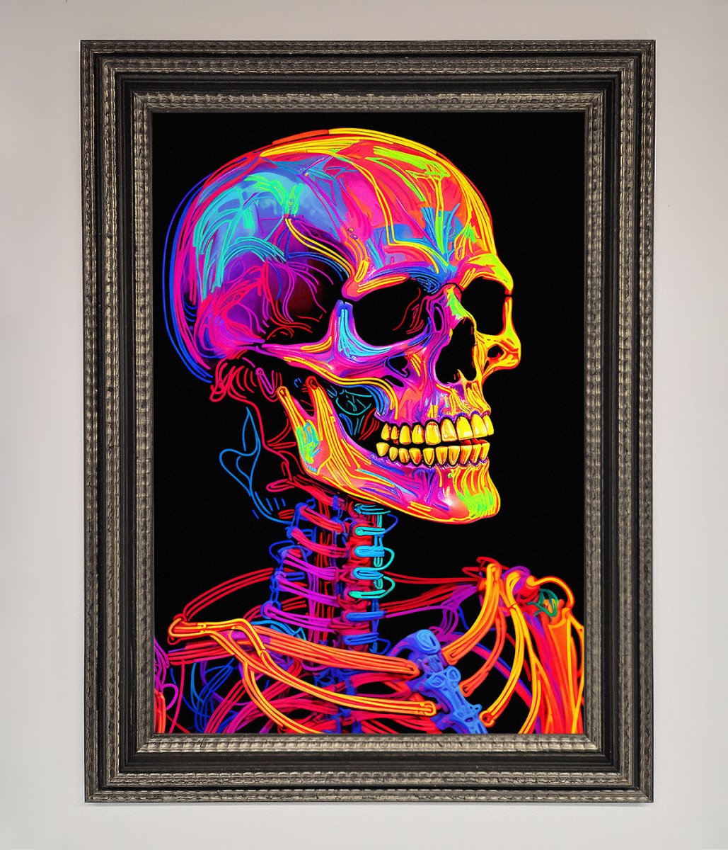 Neon On Black Skeleton Framed Poster-8
