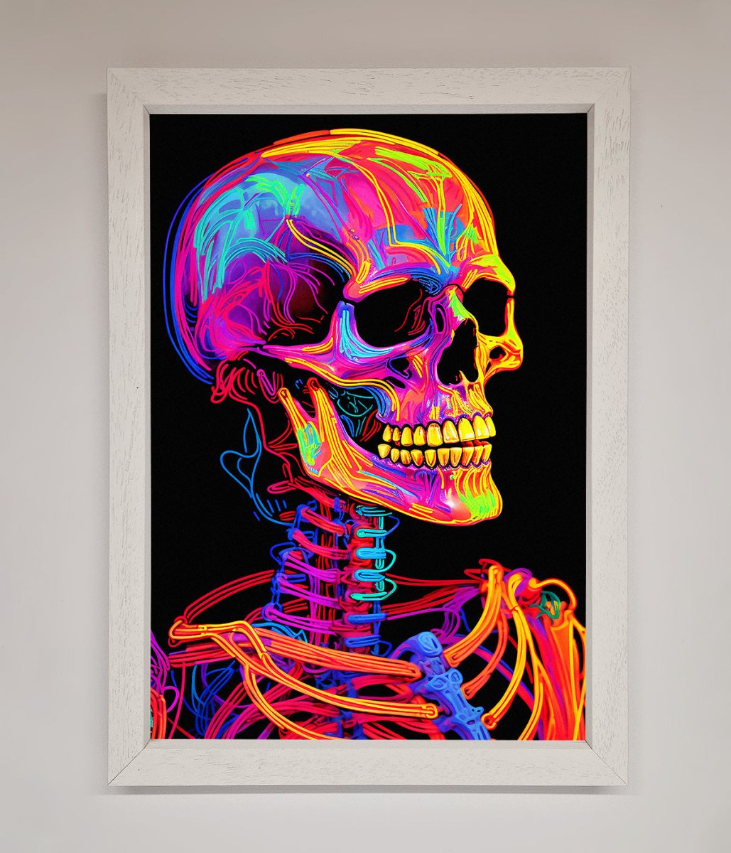 Neon On Black Skeleton Framed Poster-1