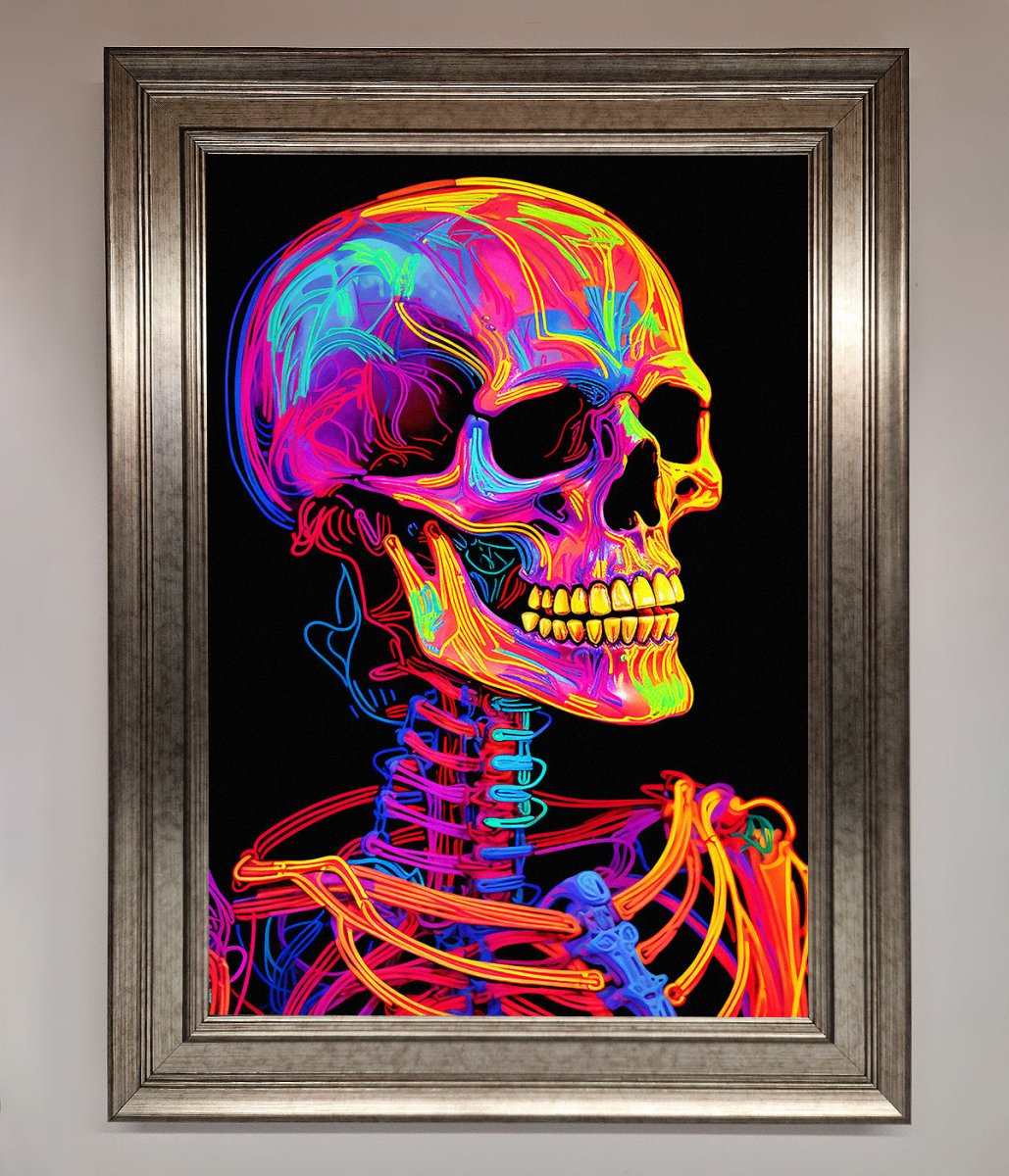 Neon On Black Skeleton Framed Poster-9