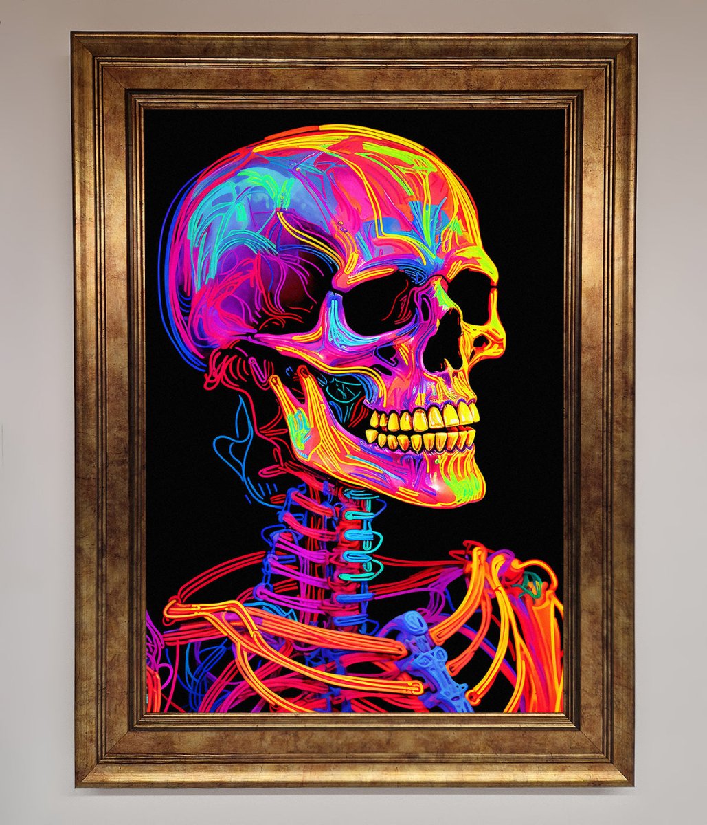 Neon On Black Skeleton Framed Poster-7