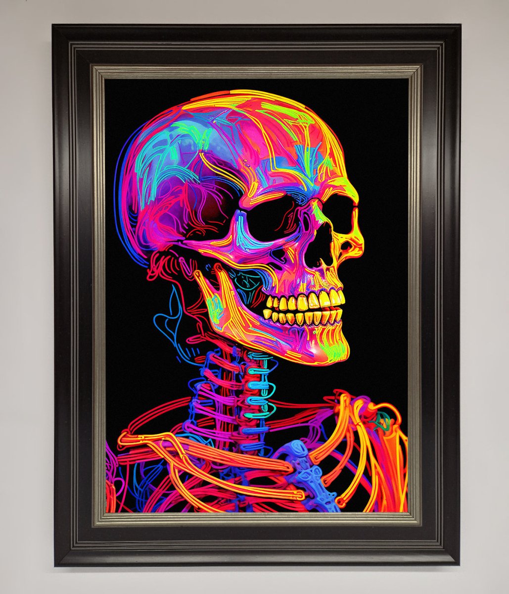 Neon On Black Skeleton Framed Poster-11