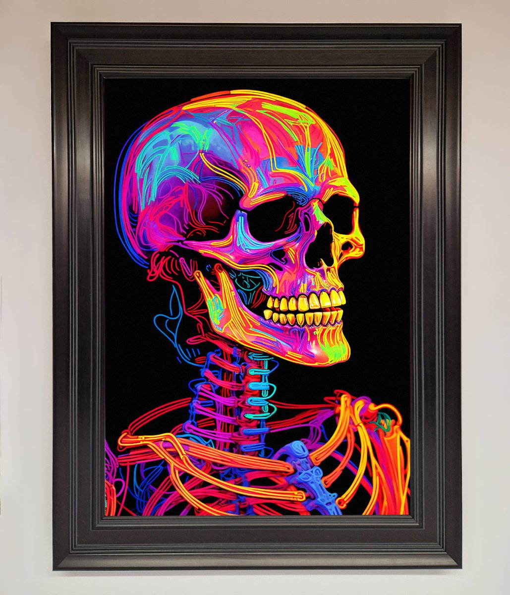 Neon On Black Skeleton Framed Poster-10