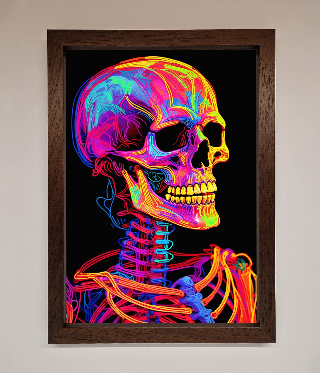 Neon On Black Skeleton Framed Poster-4