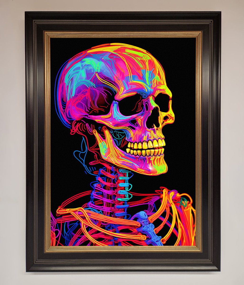 Neon On Black Skeleton Framed Poster-12