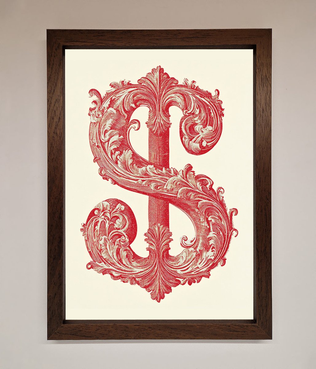 Ornate Dollar Cash Art Framed Print-10