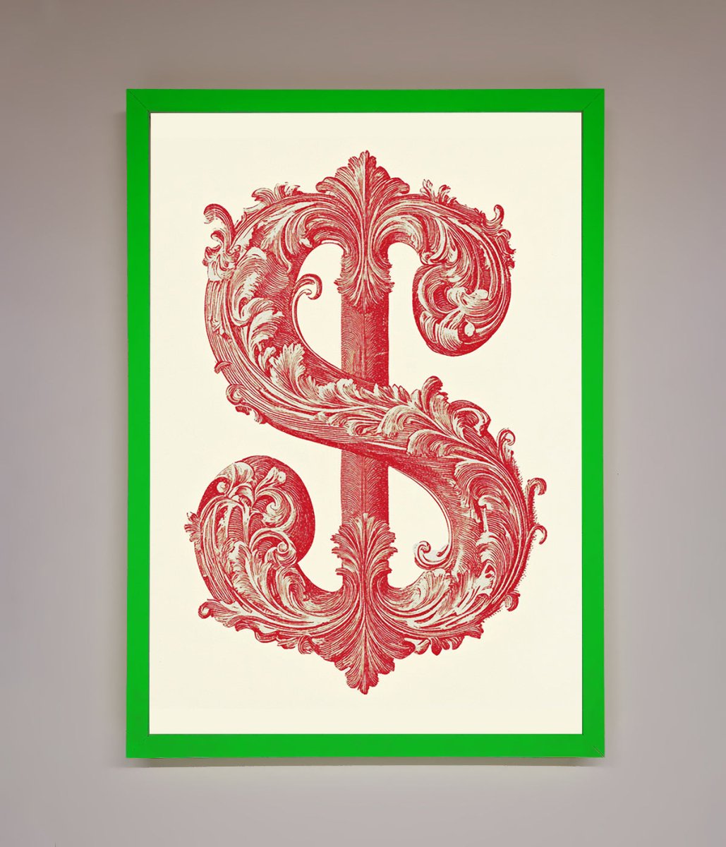 Ornate Dollar Cash Art Framed Print-12