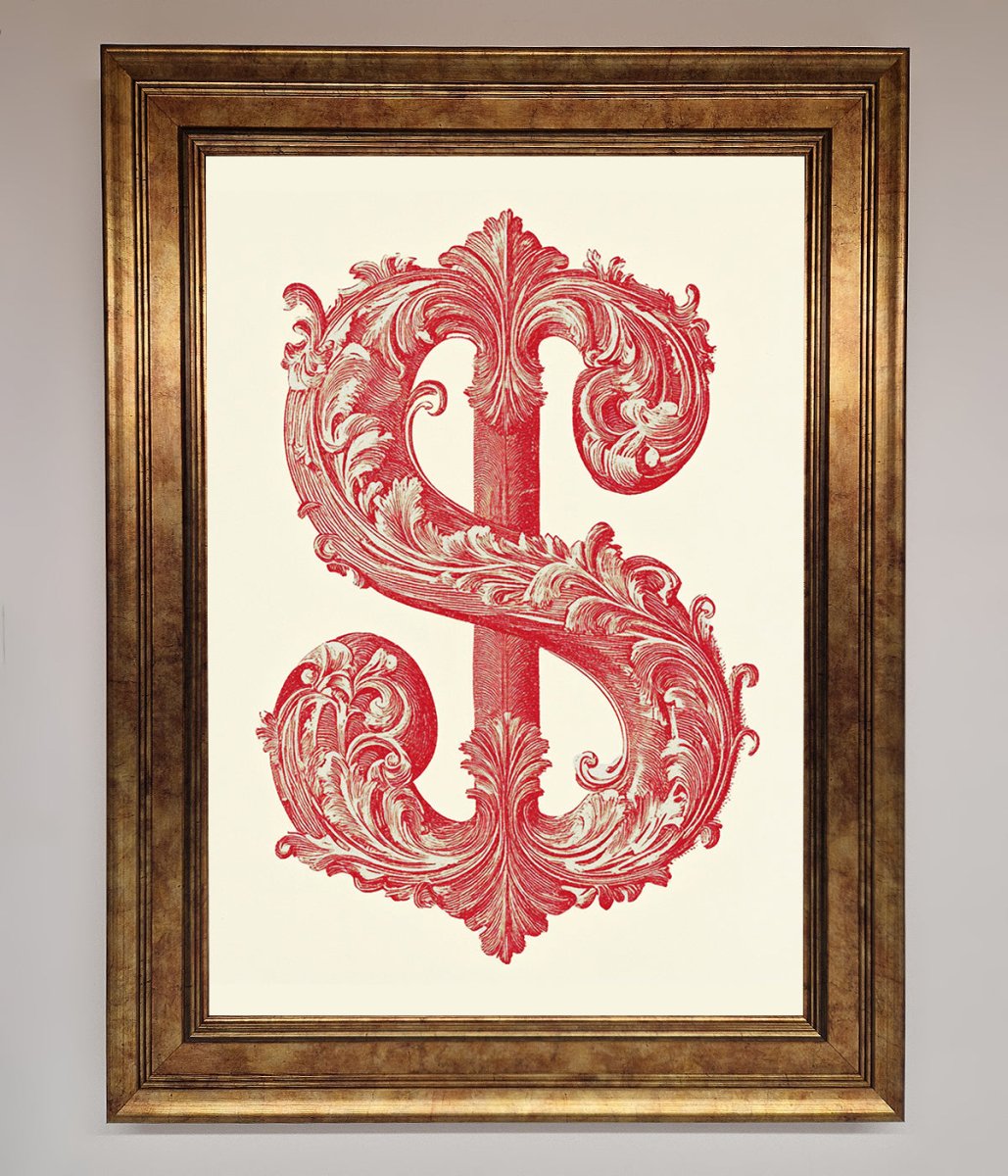 Ornate Dollar Cash Art Framed Print-7