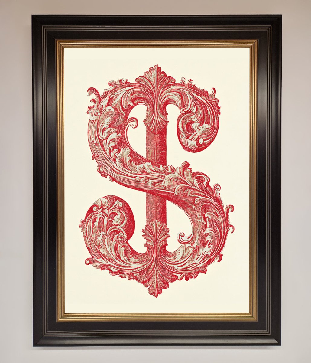 Ornate Dollar Cash Art Framed Print-9