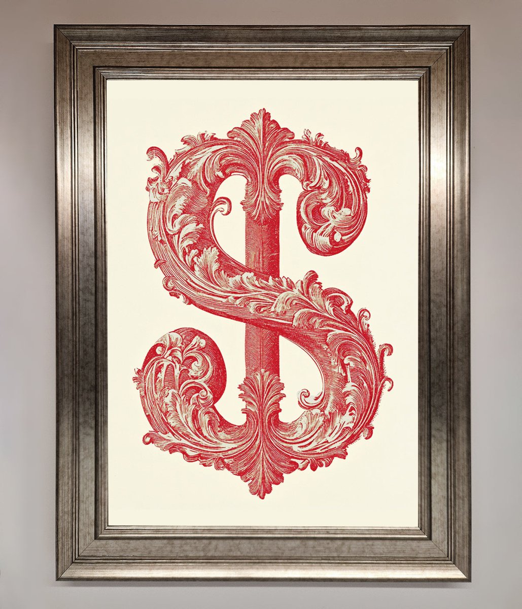 Ornate Dollar Cash Art Framed Print-5
