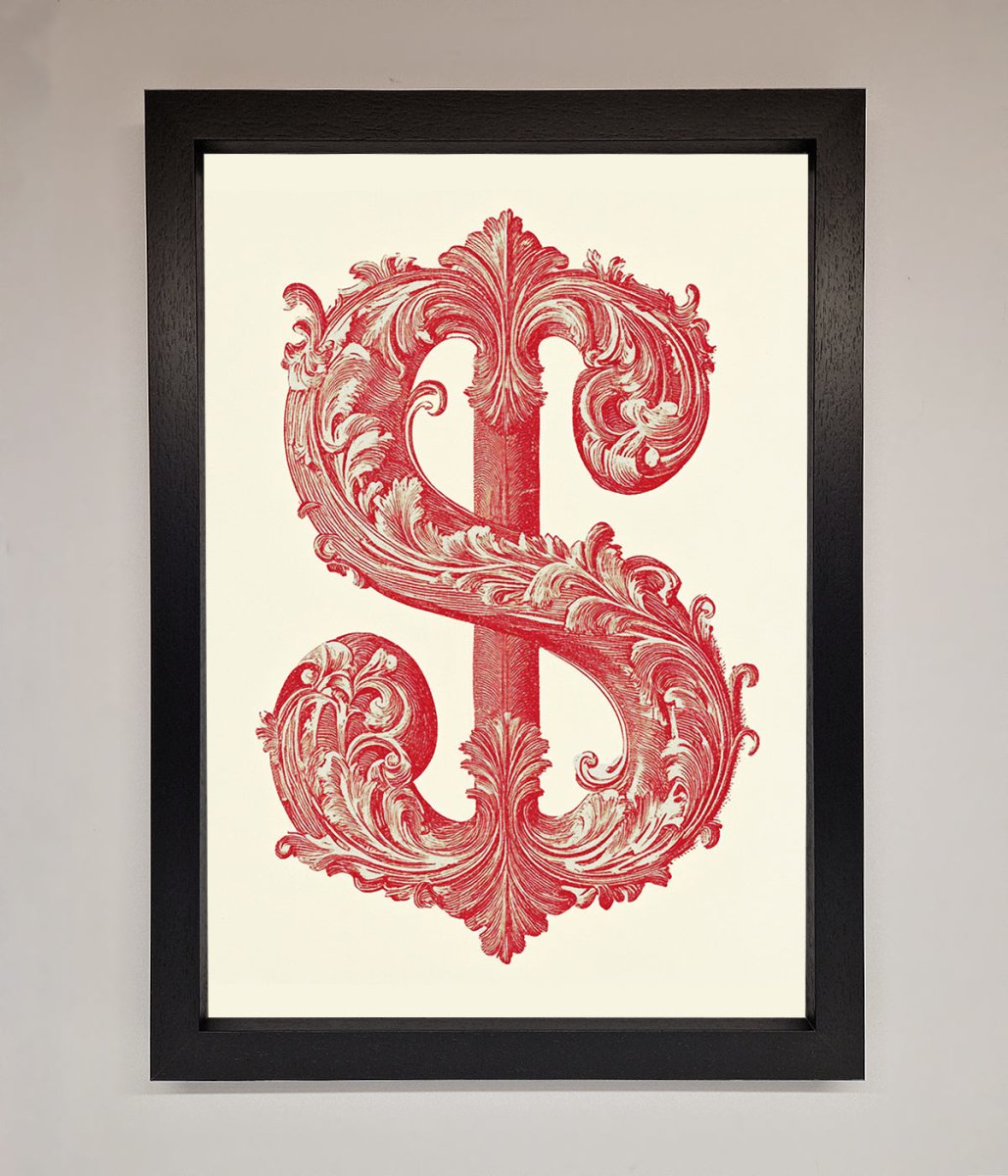 Ornate Dollar Cash Art Framed Print-1