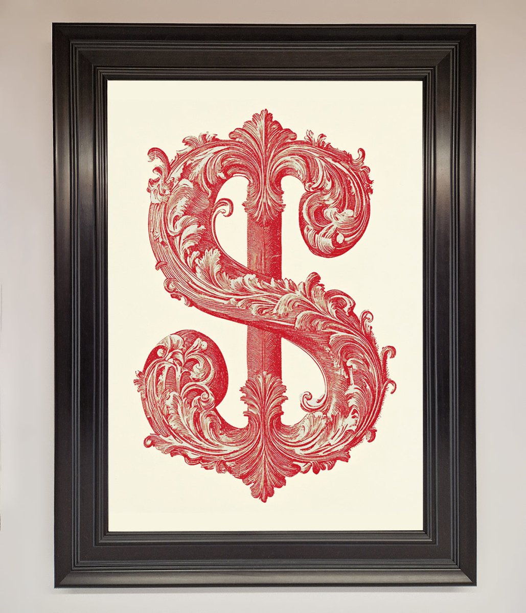 Ornate Dollar Cash Art Framed Print-6