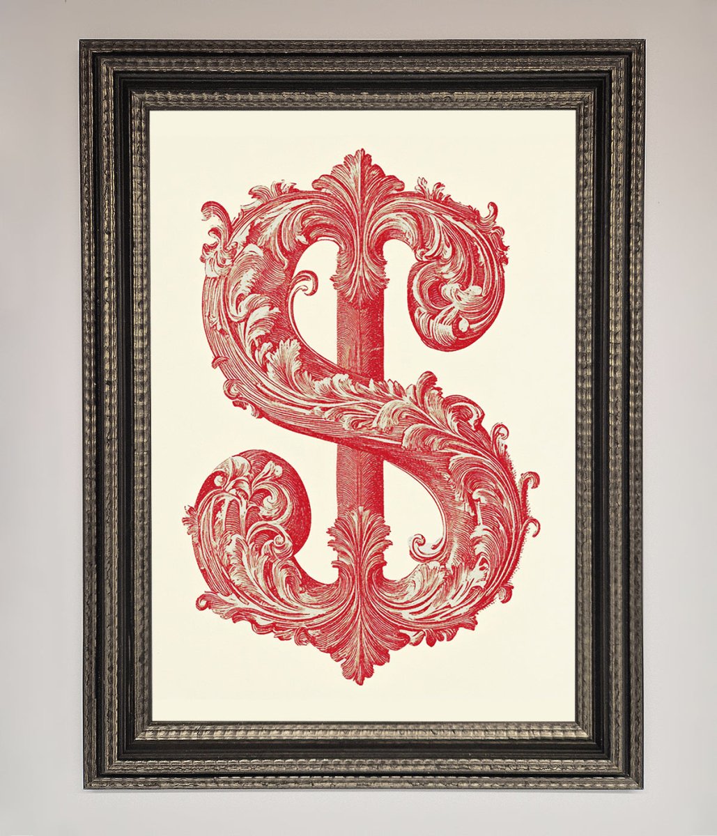 Ornate Dollar Cash Art Framed Print-17