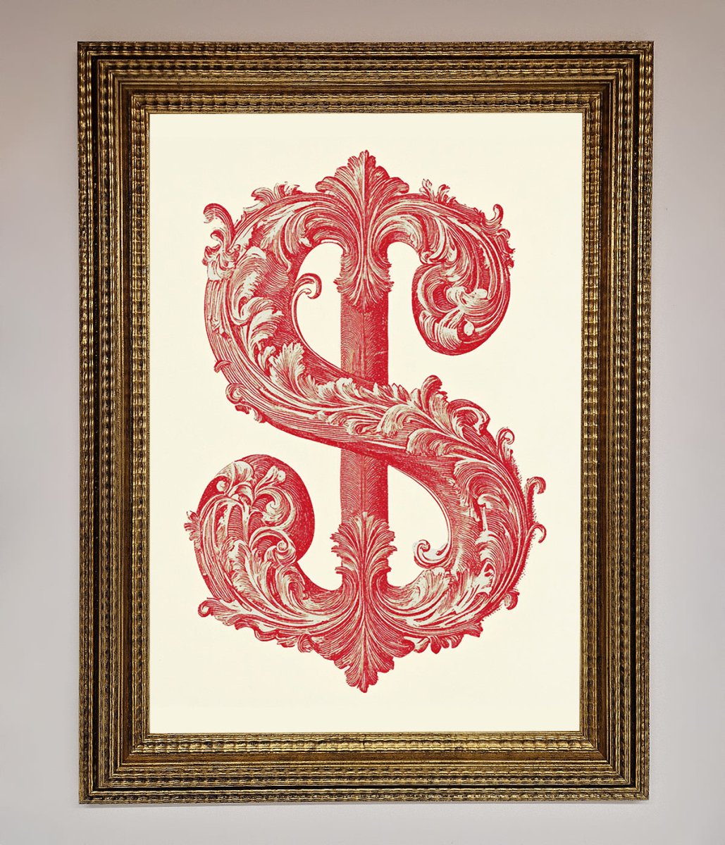 Ornate Dollar Cash Art Framed Print-16