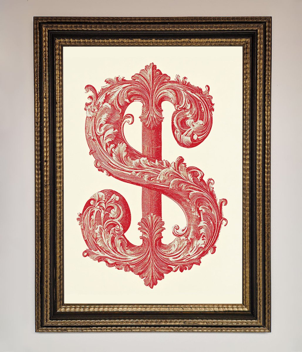 Ornate Dollar Cash Art Framed Print-18