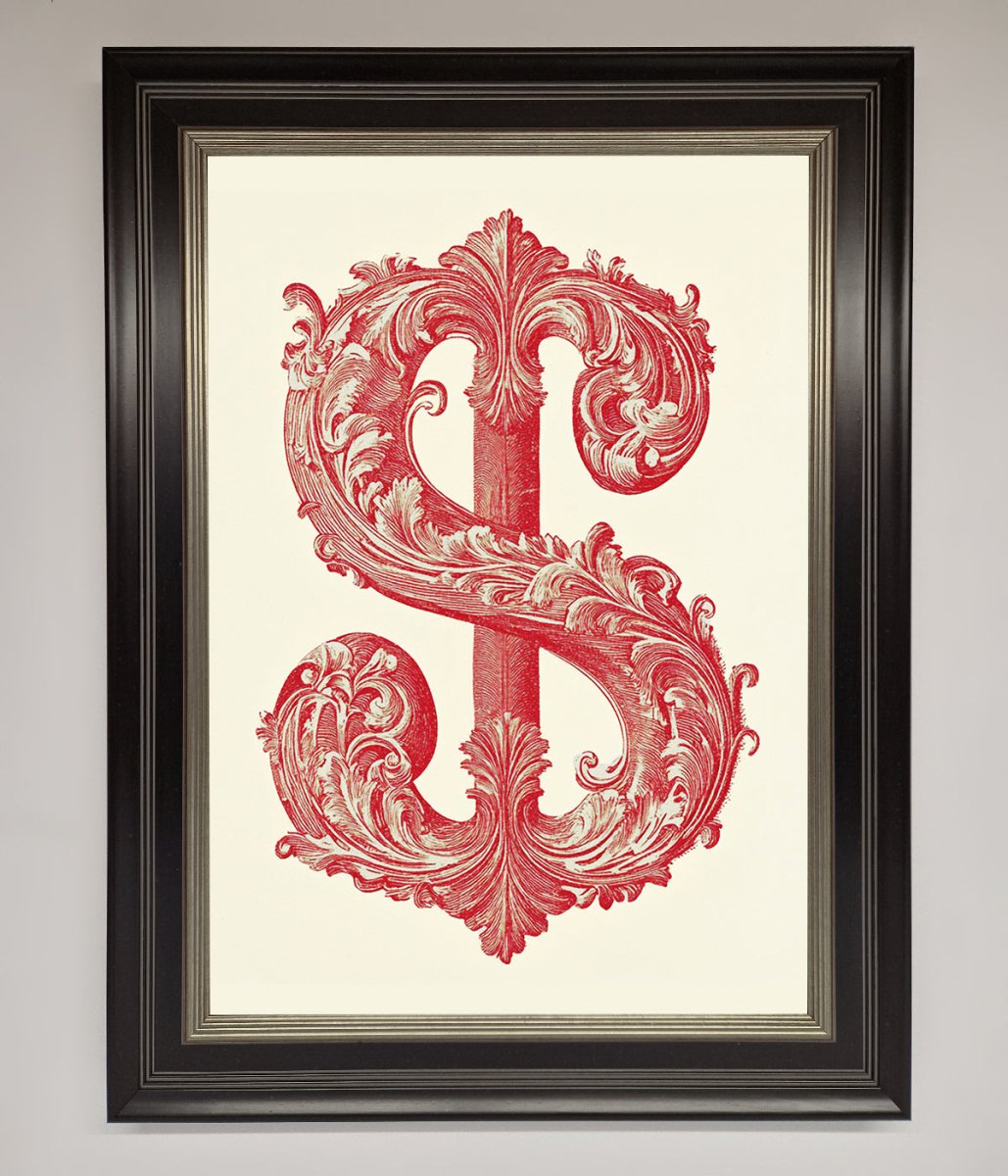 Ornate Dollar Cash Art Framed Print-8