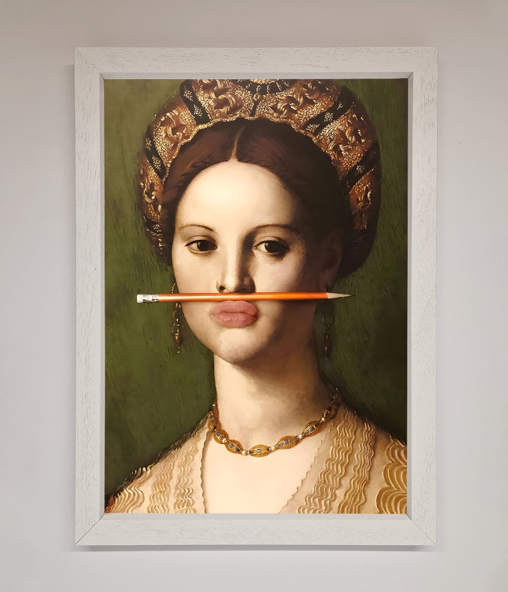 Pencil On Lips Renaissance Framed Print-2