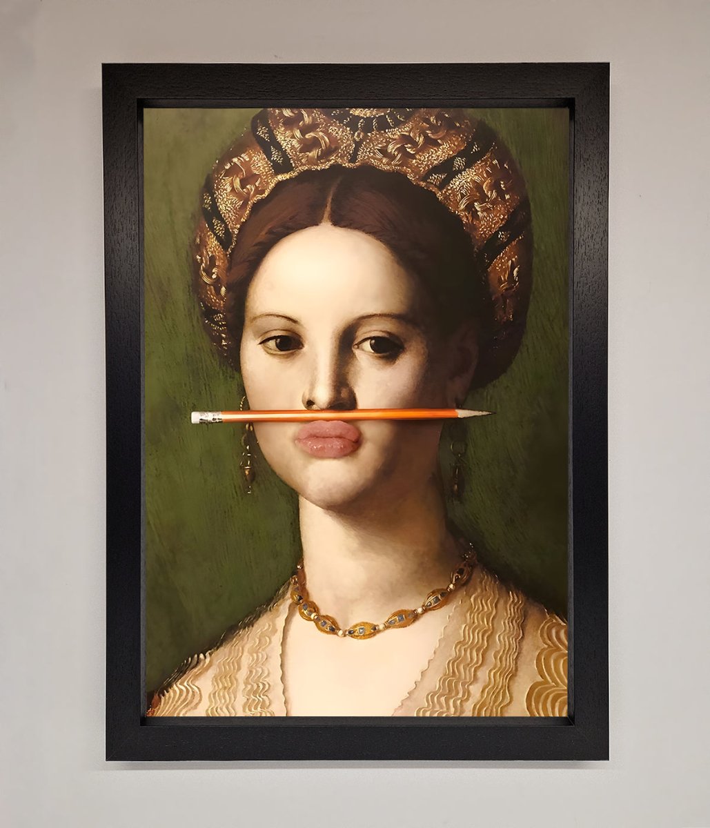 Pencil On Lips Renaissance Framed Print-1