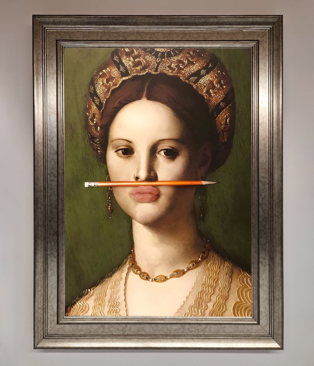 Pencil On Lips Renaissance Framed Print-14