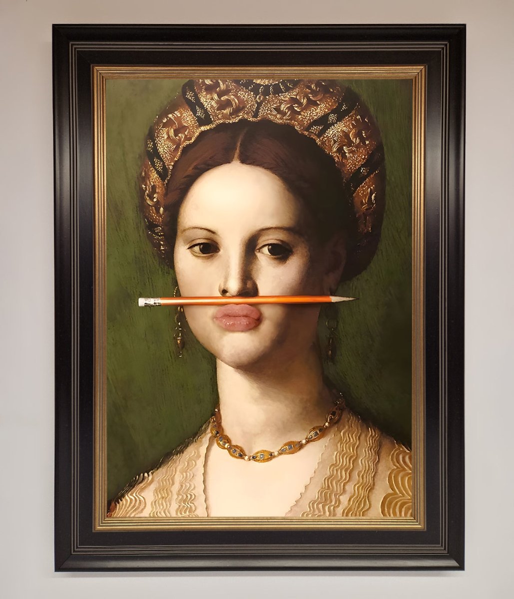 Pencil On Lips Renaissance Framed Print-17