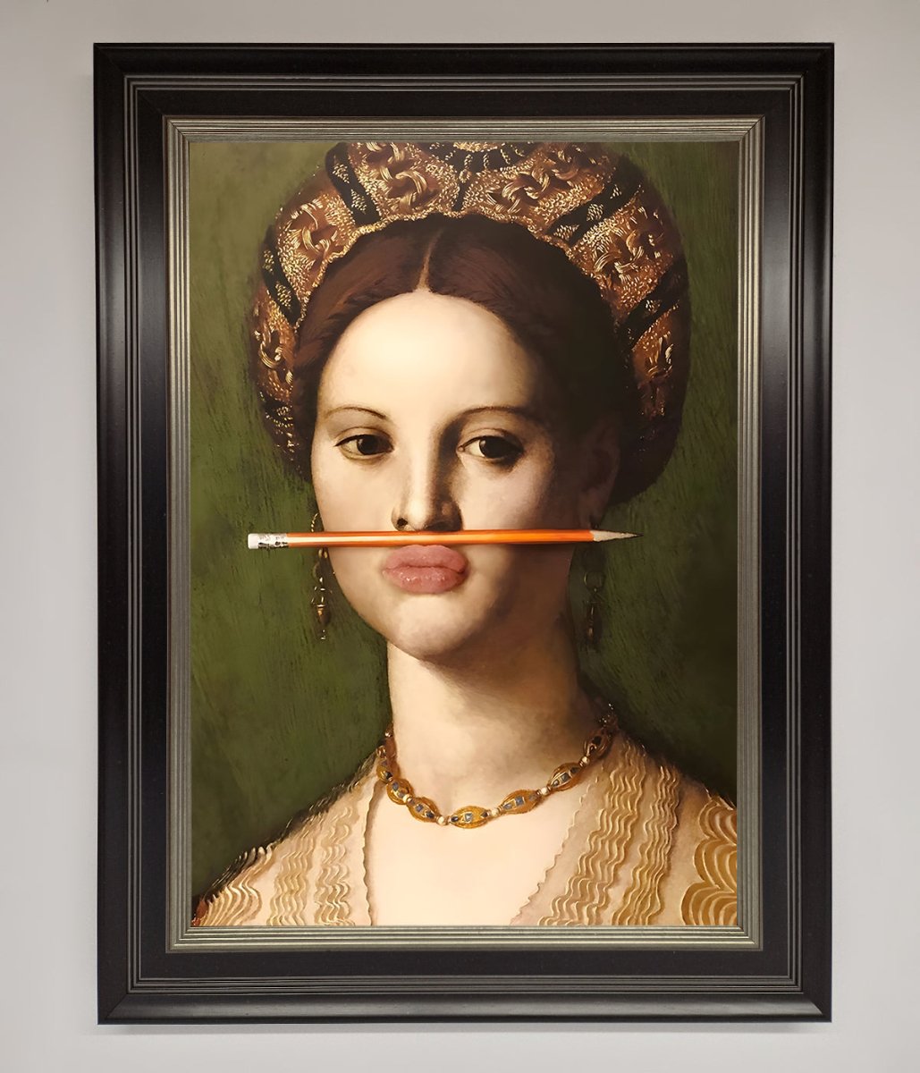 Pencil On Lips Renaissance Framed Print-16