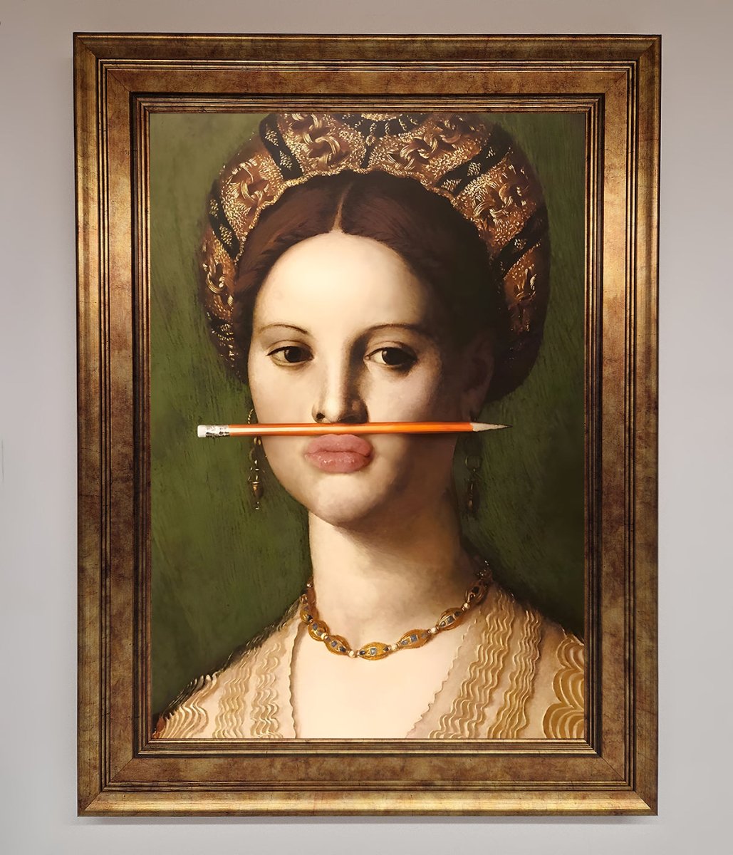 Pencil On Lips Renaissance Framed Print-12