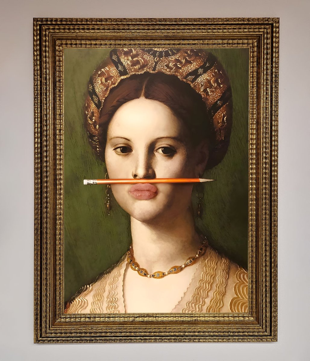 Pencil On Lips Renaissance Framed Print-0
