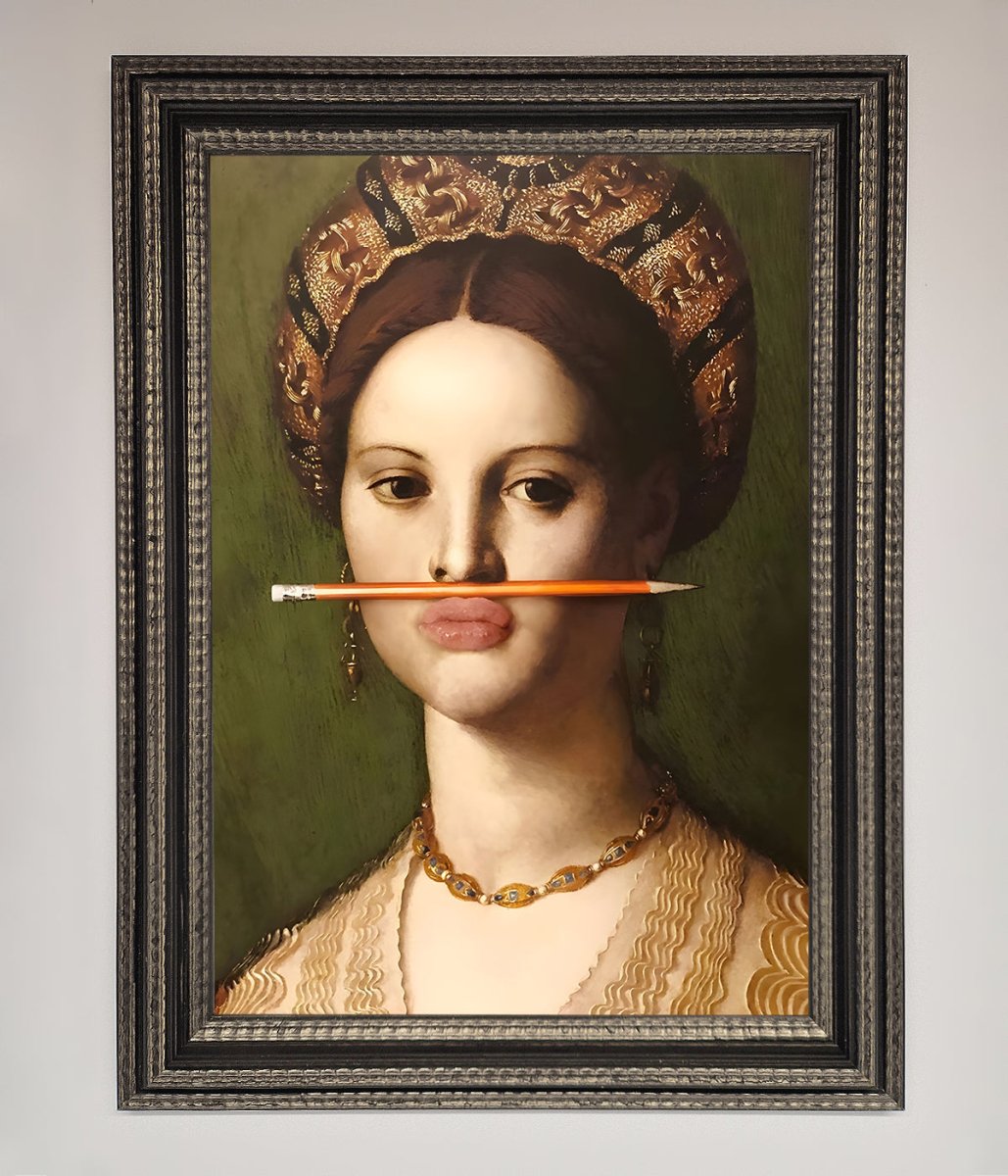 Pencil On Lips Renaissance Framed Print-13