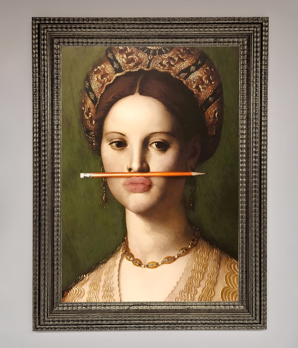 Pencil On Lips Renaissance Framed Print-10