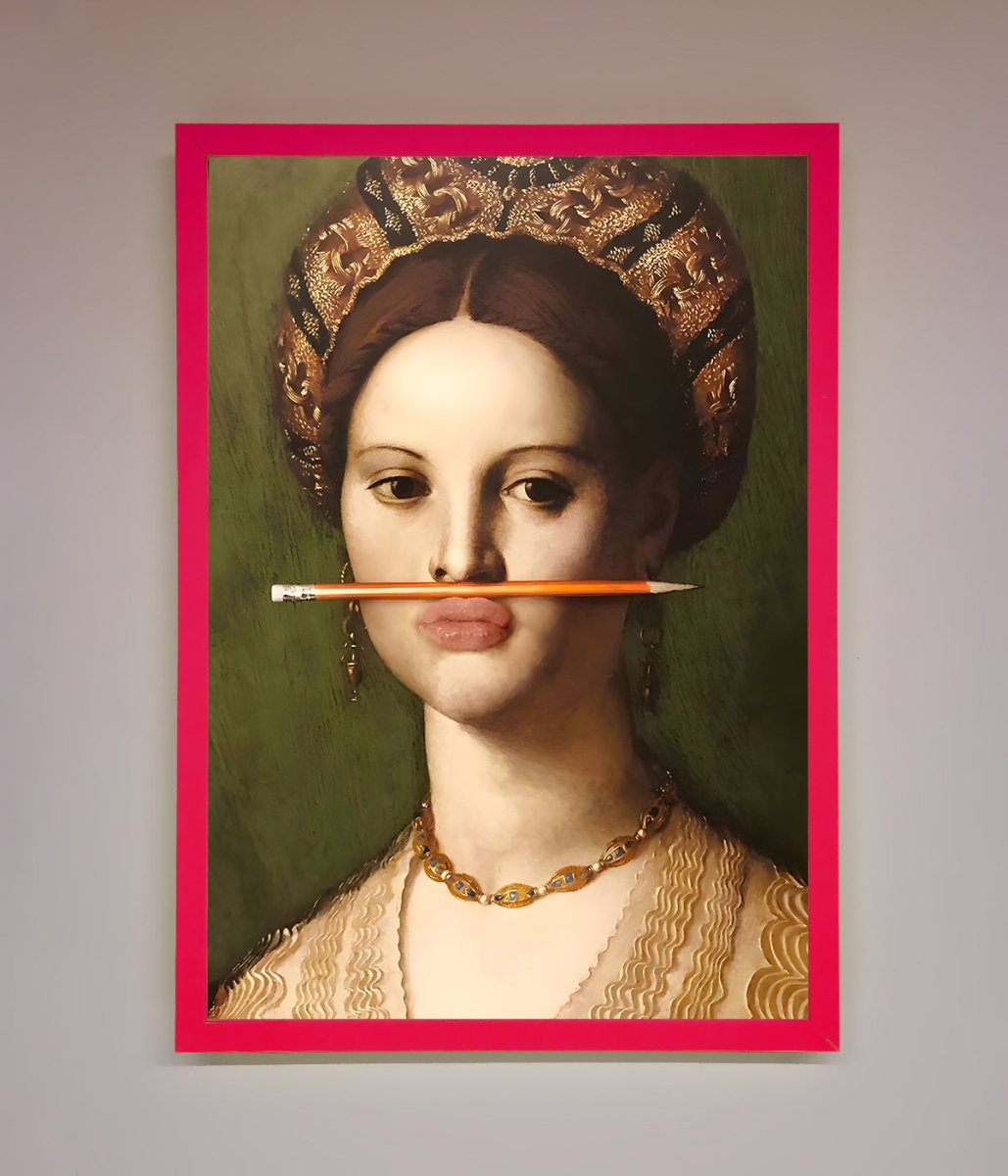 Pencil On Lips Renaissance Framed Print-5