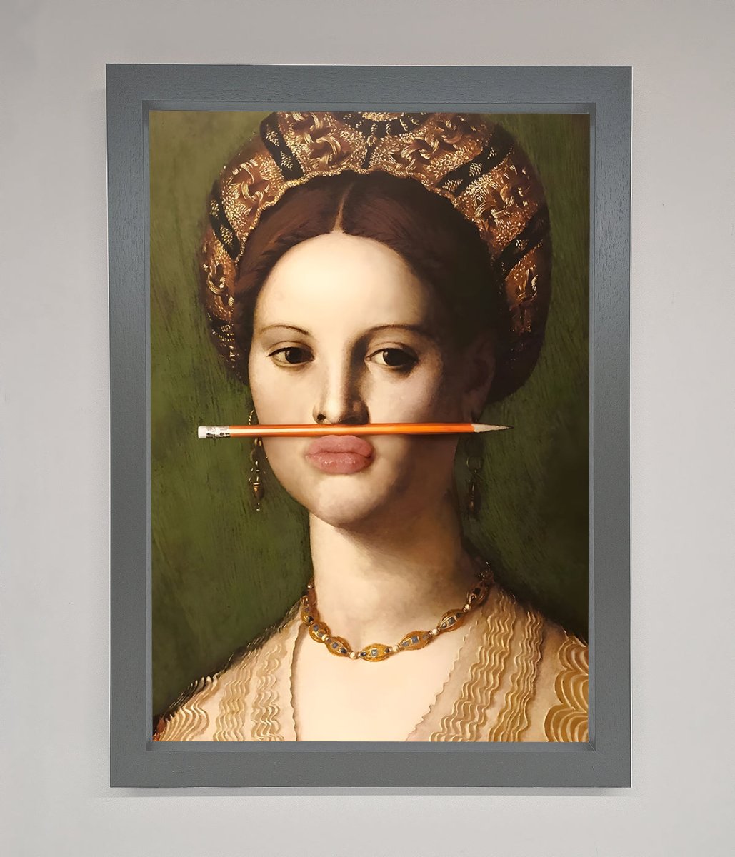 Pencil On Lips Renaissance Framed Print-4