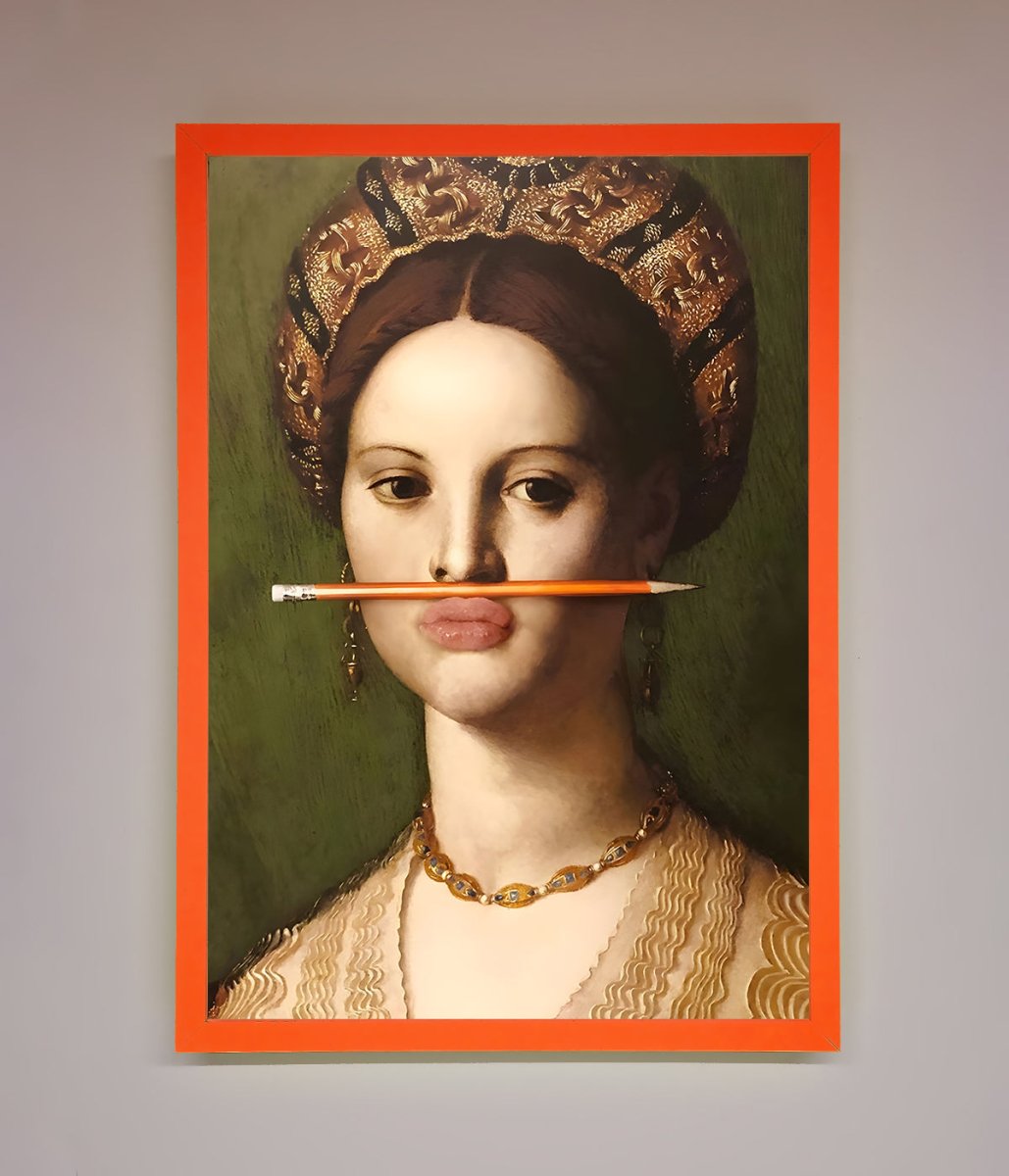 Pencil On Lips Renaissance Framed Print-6