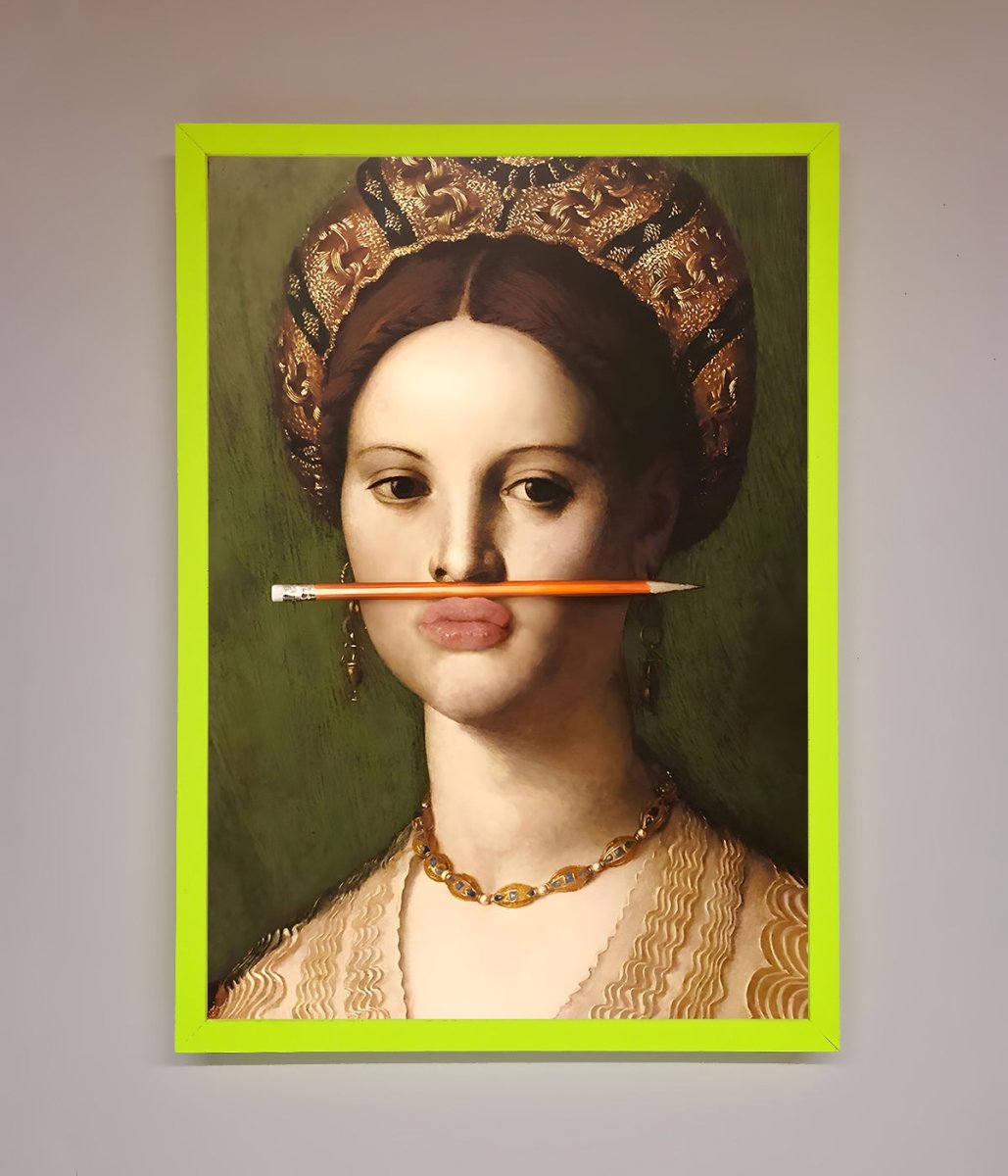 Pencil On Lips Renaissance Framed Print-8