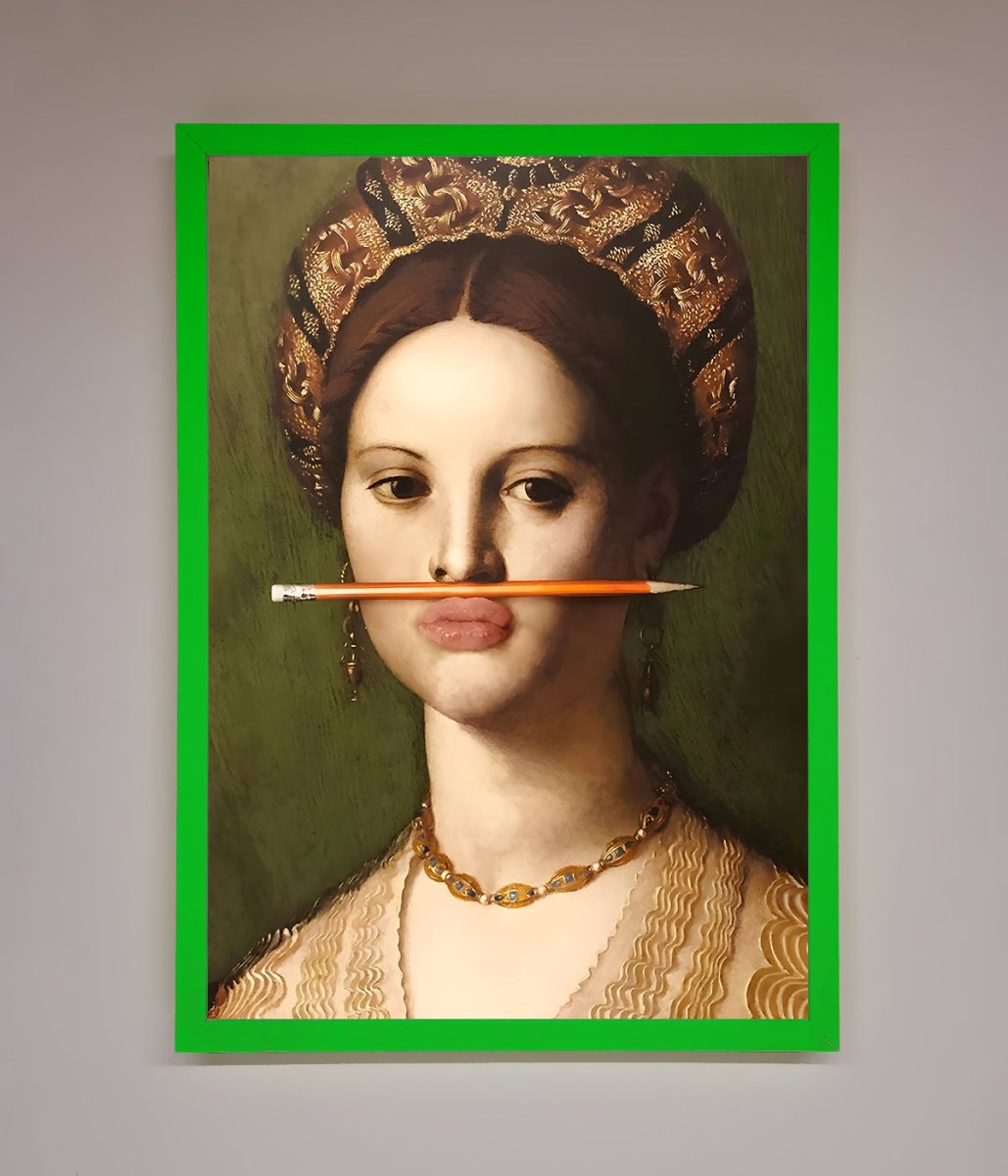 Pencil On Lips Renaissance Framed Print-9