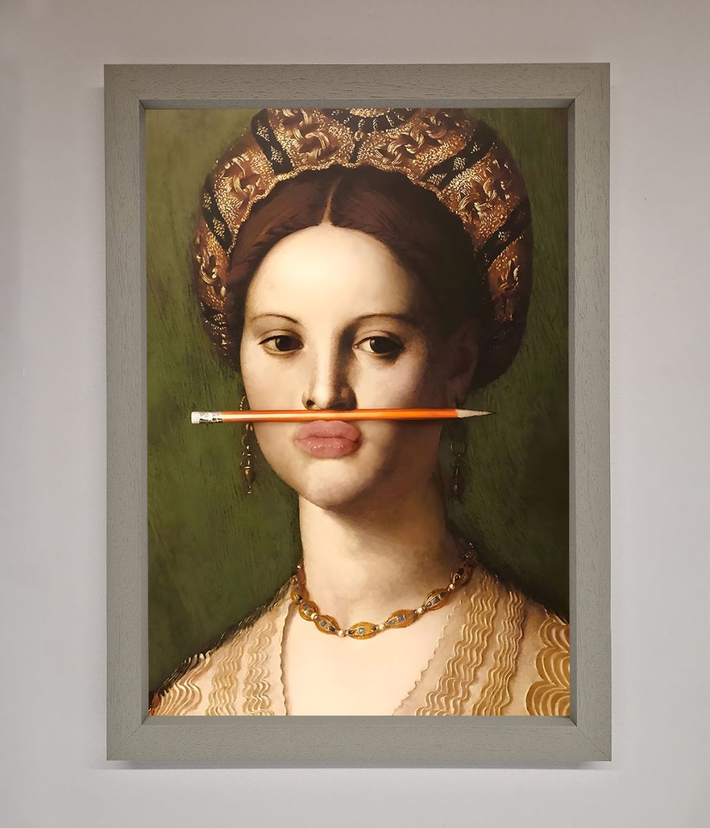 Pencil On Lips Renaissance Framed Print-3
