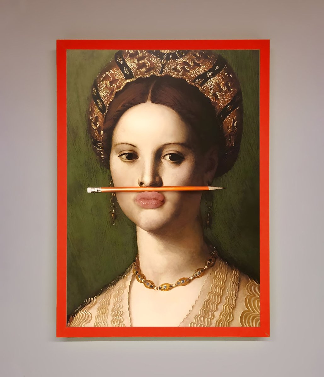 Pencil On Lips Renaissance Framed Print-7