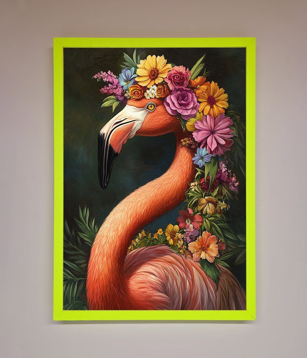 Pink Flamingo Floral Framed Poster-12