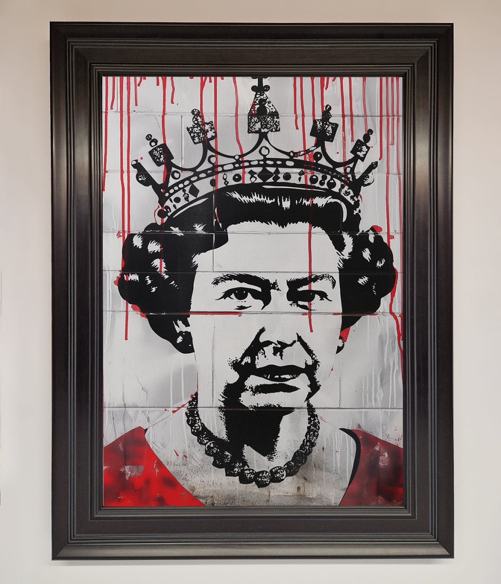 Queen Elizabeth Graffiti Red Blood Framed Poster-6