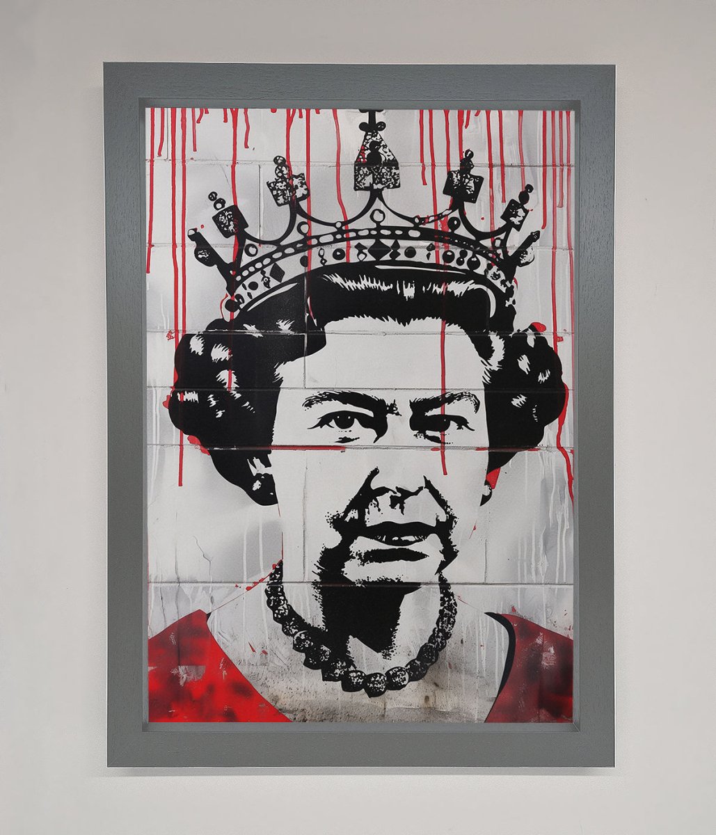 Queen Elizabeth Graffiti Red Blood Framed Poster-4