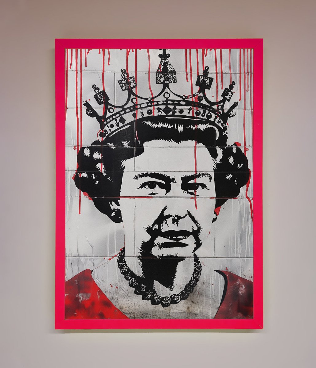 Queen Elizabeth Graffiti Red Blood Framed Poster-13