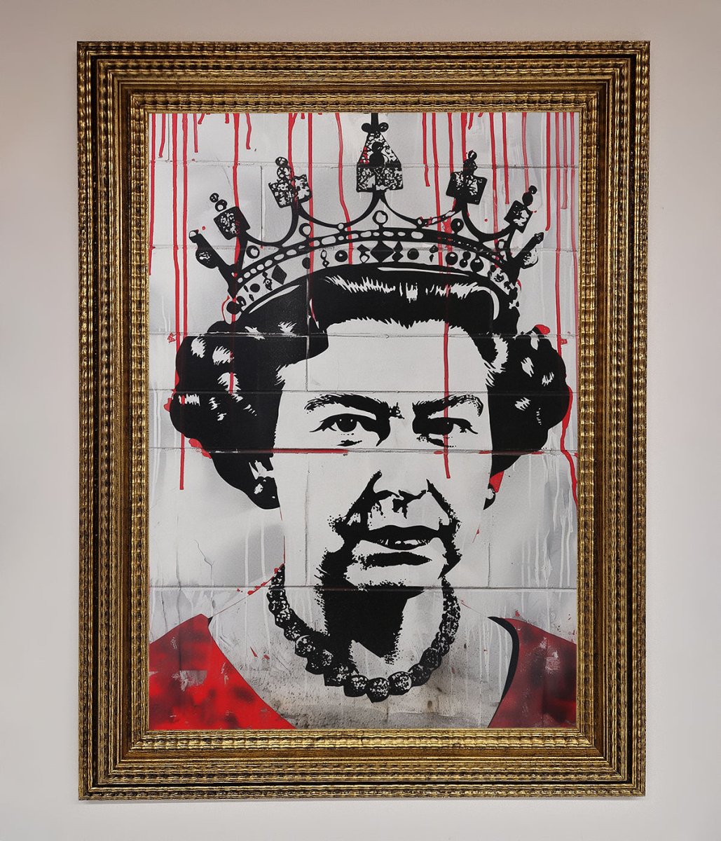 Queen Elizabeth Graffiti Red Blood Framed Poster-15