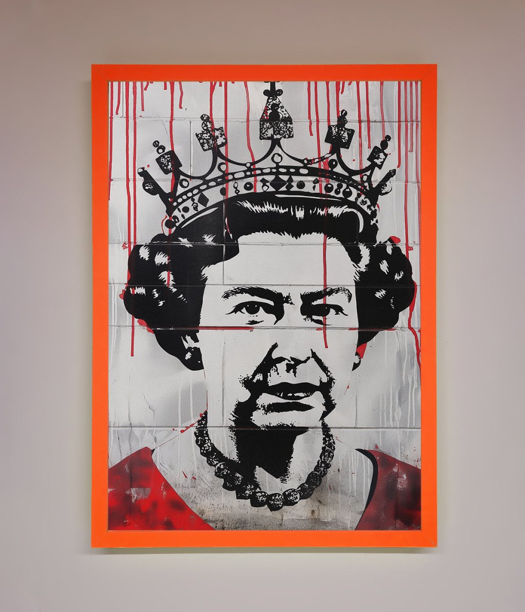 Queen Elizabeth Graffiti Red Blood Framed Poster-10